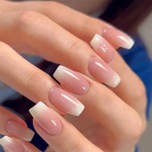 Miniatura 9 de Uñas postizas verdes a presión - Uñas falsas cortas cuadradas con purpurina dorada y diseños de remolino, acabado brillante, uñas postizas acrílicas
