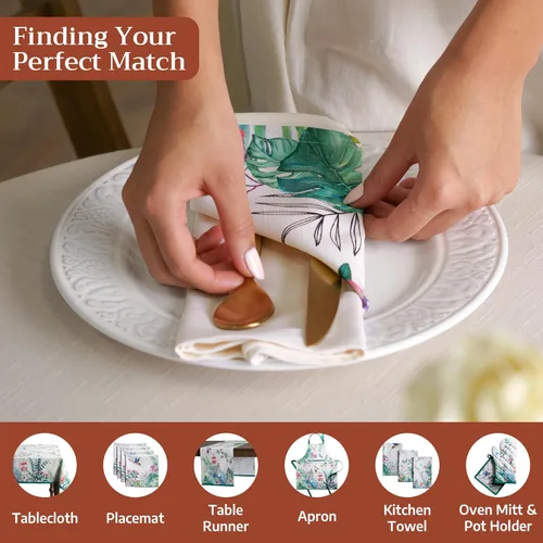 Miniatura 4 de Maison d' Hermine Tropiques - Juego de 4 servilletas 100% algodón suave y cómodo perfectas para cenas familiares, bodas, fiestas de cóctel, cocina