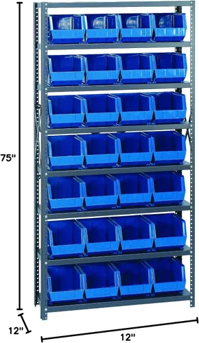 Miniatura 136 de Quantum QSBU-245BK Heavy Duty Shelving Unit with (7) Shelves and (24) QUS245 Black Bins for Garage Warehouse Storage Distribution 400 lb Load