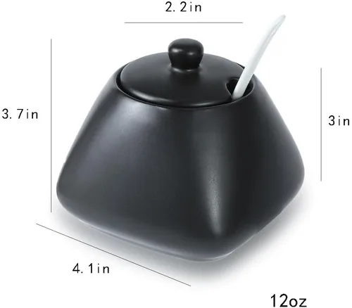 Miniatura 2 de Black Simple - Juego de café de cerámica, jarra de crema y azucarero