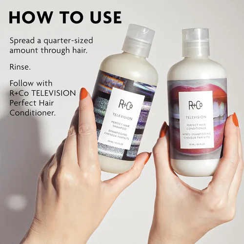 Miniatura 6 de R+Co Television Perfect Hair Shampoo Cuerpo + Brillo + Suavizante para todo tipo de cabello Vegano + libre de crueldad 2.0 onzas