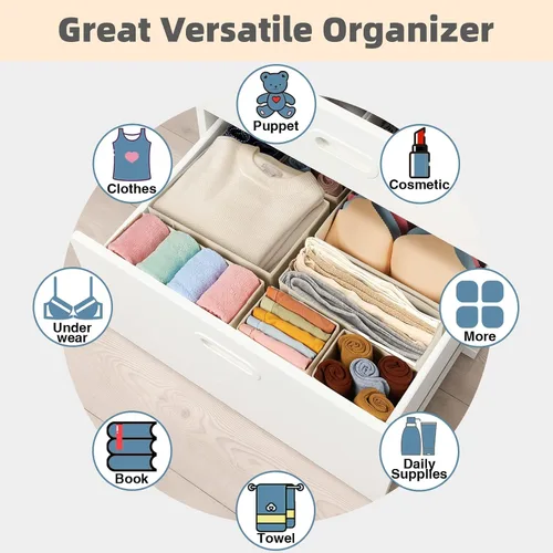 Miniatura 7 de Criusia Organizador de cajones de ropa, paquete de 8 organizadores de cajones para ropa interior, caja de almacenamiento de tela plegable