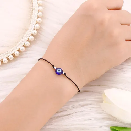 Miniatura 28 de SUMMER LOVE Juego de 4 pulseras contra el mal de ojo, color negro y rojo, protección de la suerte, pulseras ajustables hechas a mano para mujeres