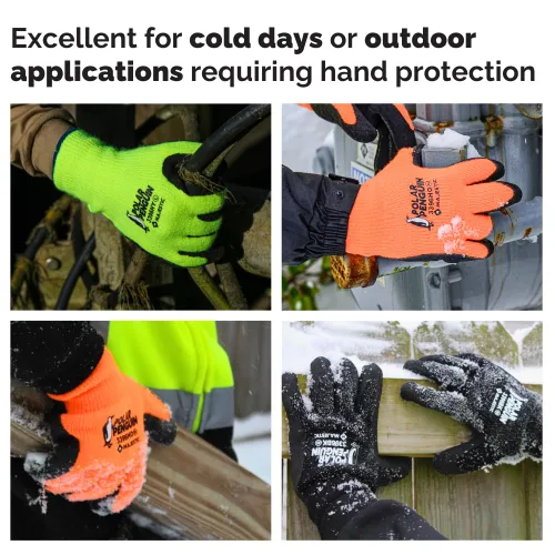 Miniatura 7 de Majestic Guante 3396HY/10 Pingüino Polar 3396HY - Guantes de invierno con forro, color verde y amarillo de alta visibilidad, con palmas recubiertas