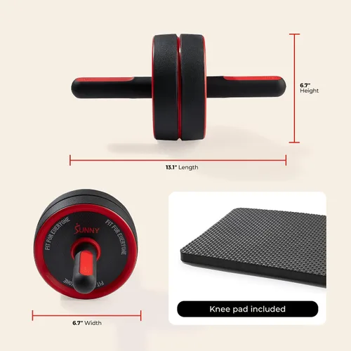 Miniatura 6 de Sunny Health & Fitness Ab Roller Wheel, Durable Construction, Compact & Portable, Non-Slip Handles for Home Gym, Addominal Exercises & Core Strength
