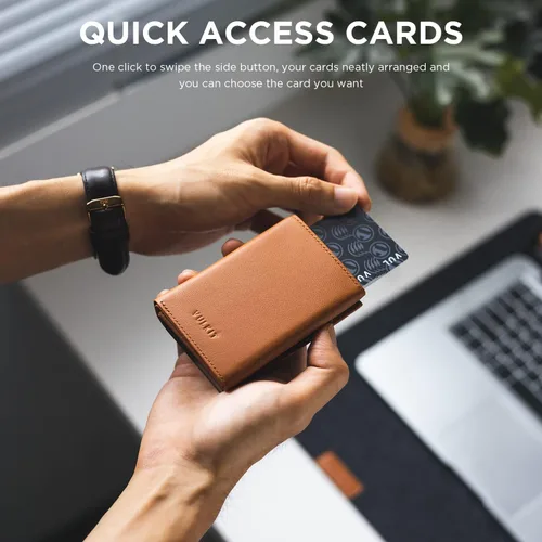 Miniatura 3 de VULKIT Cartera con tarjetero con bolsillo para monedas, cierre magnético, tarjetas desplegables con ventana para identificación, cartera de cuero