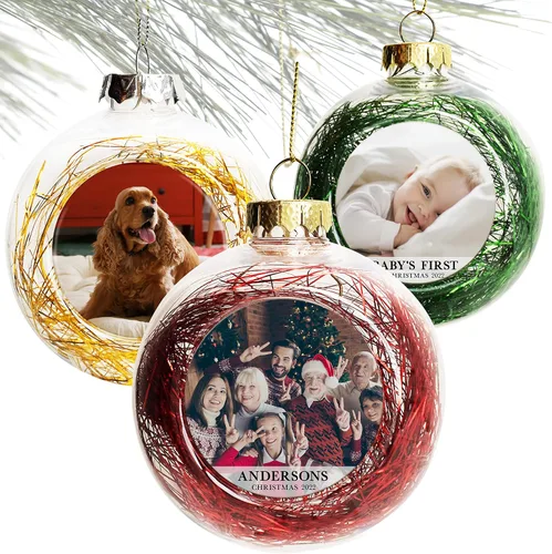 Miniatura 9 de Adorno de Navidad personalizado con cualquier imagen, carga cualquier foto - Texto opcional - Recuerdo de Navidad - Corazón de cerámica