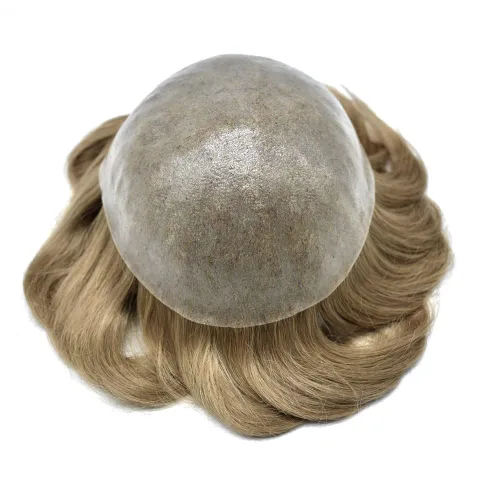 Miniatura 3 de Tupé para hombres de piel fina europea piezas de cabello humano para hombres duraderas de 0.004 in piel de poliuretano para hombre, tupé de 8 x 10