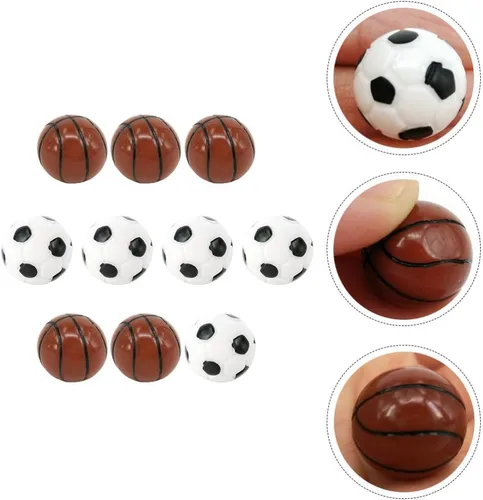 Miniatura 4 de Kisangel Juego de 10 piezas de resina deportiva de fútbol, casa de muñecas de fútbol, mini juego de baloncesto para casa de muñecas, suministros