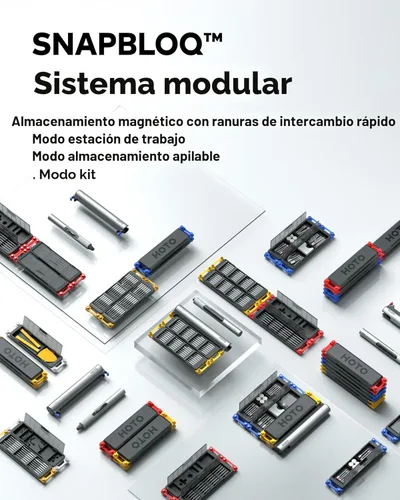 HOTO SNAPBLOQ - Kit de herramientas maestro 3 en 1 para bricolaje y reparación, motor sin escobillas, sistema de fijación magnética, 114 accesorios
