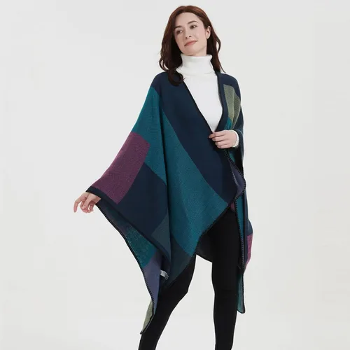 Miniatura 20 de Poncho chal para mujer, suéteres suaves y cálidos para mujer, parte delantera abierta, poncho de viaje para otoño, invierno y primavera
