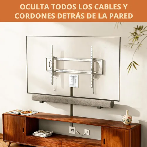 Miniatura 3 de Kit de organización de cables de pared con caja de salida de TV empotrada, enchufe de dos agujeros, cable de 9 pies, kit de pared para ocultar