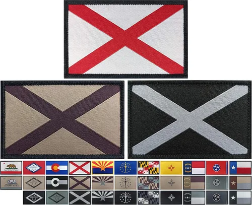 JBCD Paquete de 3 parches de bandera de Alabama, parche táctico de bandera del orgullo para ropa, sombrero, equipo, parche militar