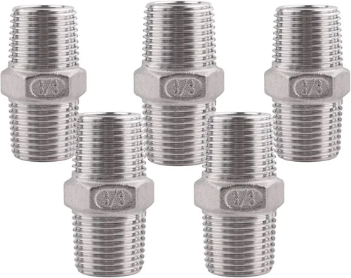 Miniatura 8 de Pezón hexagonal macho de 1/8 pulgadas NPT – Acero inoxidable 304 roscado para kit de preparación, aplicación de tubería casera (paquete de 5)