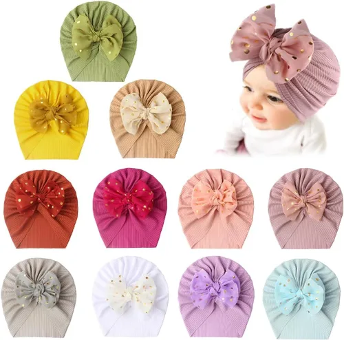 11 sombreros turbantes para bebé, turbante con lazo, sombrero de hospital infantil para niños pequeños de 0 a 4 años, Juego de 11 piezas