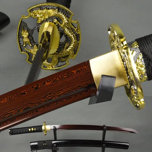 Miniatura 15 de Espada samurái Wakizashi hecha a mano, Katana de espiga completa, espada media, cuchillos japoneses hechos a mano listos para la batalla