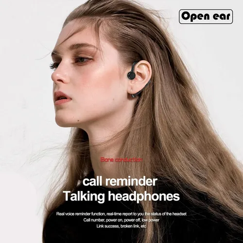 Miniatura 4 de Auriculares de oído abierto inalámbricos Bluetooth de conducción ósea única Auriculares inalámbricos con ganchos para los oídos Auriculares de Negro