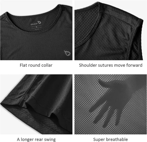 Miniatura 4 de BALEAF Camiseta sin mangas para hombre, de secado rápido, para ciclismo, para correr, transpirable, para correr, camiseta sin mangas