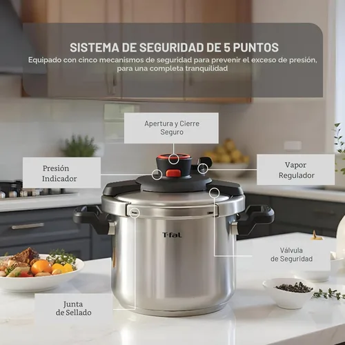Miniatura 4 de Olla a presión eléctrica T-Fal 12 en 1, multifuncional programable con 25 programas integrados inteligentes, olla de cerámica antiadherente