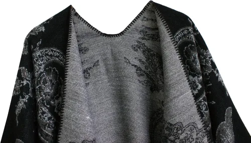 Miniatura 109 de Urban CoCo Poncho de colores para mujer, chal con frente abierto, color en bloques