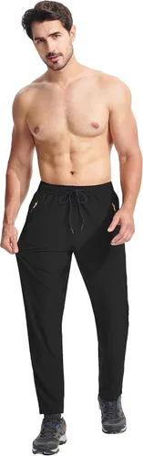 Miniatura 4 de Hebepol Pantalones de senderismo ligeros para hombre, de secado rápido, pantalones deportivos de pesca, correr, entrenamiento, 3 bolsillos