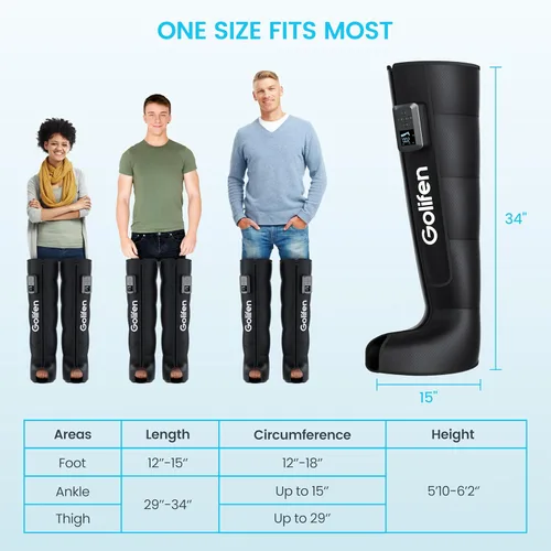 Miniatura 5 de Masajeador de compresión de piernas, botas de masaje de aire inalámbricas para aliviar el dolor muscular y mejorar la circulación, recuperación