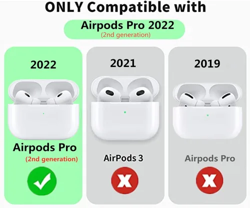 Miniatura 6 de Funda para Airpods Pro de 2ª generación, bonita funda para Airpod Pro 2 para mujeres y niñas, elegante funda protectora de silicona con llavero