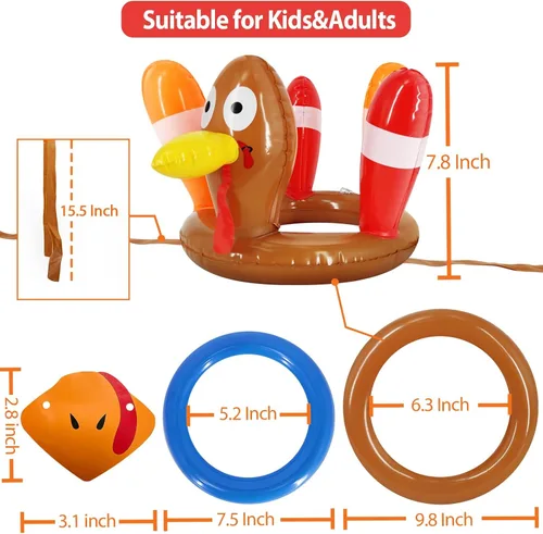 Miniatura 3 de Paquete de 3 juegos de lanzamiento de anillos de Acción de Gracias, juguetes inflables para niños, juegos de lanzamiento de sombrero de pavo