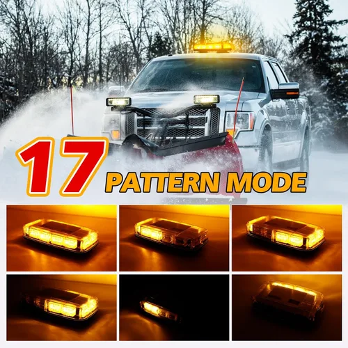 Miniatura 2 de Luz estroboscópica recargable ámbar inalámbrica con batería, 17 modos de parpadeo, brillo alto y bajo, 48 led, baliza de techo de emergencia