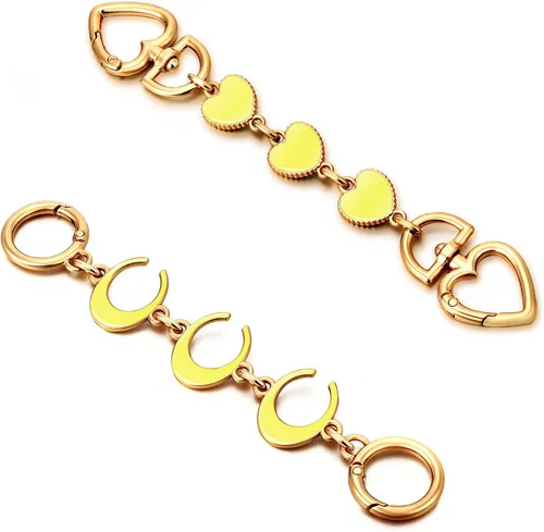 Miniatura 17 de 2 unidades extensoras de bolsa de cadena de corazón y luna, extensores de correa para bolso, cadena de oro, correa de repuesto para monedero