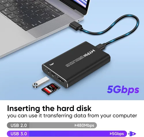 Miniatura 8 de 4K@30hz USB3.0 HDMI Media Player Soporte 2.5 "SATA HDD con HDMI/AV/salida óptica, reproductor MP4 H.265 portátil para videos/música/fotos desde