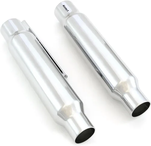 Paquete de 2 silenciadores cromados Shorty Chopper para motocicleta, diámetro interior de 1.50 pulgadas o 1.75 pulgadas, reversible, longitud de 12