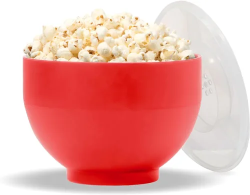 W&P Fabricante de Palomitas de Microondas de Silicona | Rojo | Tazón Plegable con Medición Integrada, Sin BPA, Ecológico, Sin Desperdicio, 9.3 Tazas