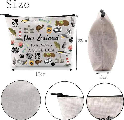 Miniatura 2 de POFULL Regalo inspirado en Nueva Zelanda - Es siempre una buena idea bolsa de cosméticos para los amantes de Nueva Zelanda, Bolsa de cosméticos New