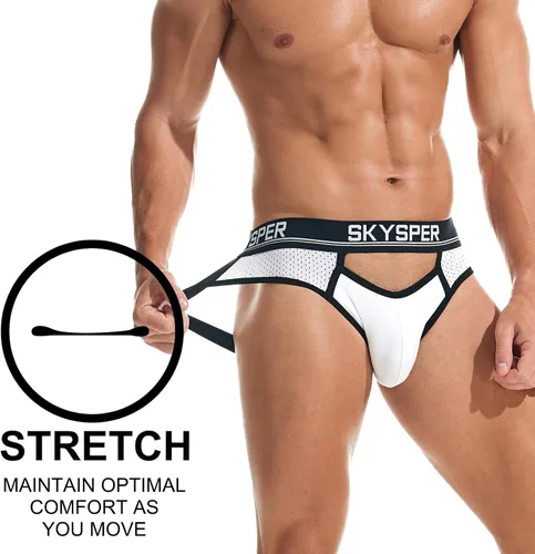 Miniatura 68 de SKYSPER Jock Strap Athletic Supporter para hombres Sexy Jockstrap Ropa interior masculina