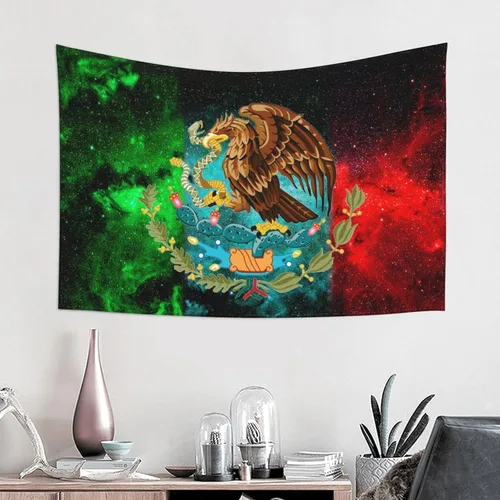 Miniatura 9 de LIYAKITO Tapiz de bandera de México, águila, para colgar en la pared, decoración artística de pared para dormitorio, sala de estar, dormitorio, Retro