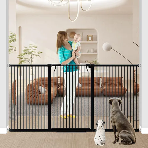 Miniatura 18 de Puerta de bebé extra alta de 40.55" para escaleras - 40.6"-54.7" de ancho 1.37" de espaciado ultra estrecho Puerta extra ancha para gatos y perros
