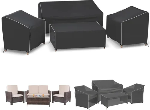Miniatura 8 de Gasadar Funda para muebles de patio, fundas impermeables para muebles de exterior, sofá biplaza, silla y mesa auxiliar, beige y marrón