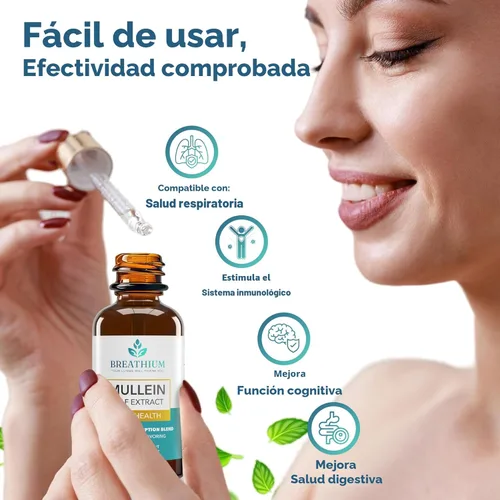 Miniatura 3 de Gotas de gordolobo 4 en 1 para la salud pulmonar y intestinal, extracto liposomal de hoja de gordolobo, lecitina de girasol y colina para alivio