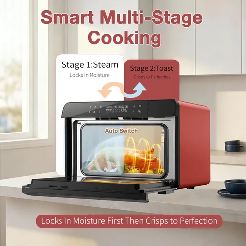 Miniatura 6 de ROBAM Horno combinado con freidora de aire tostadora, horno de vapor de encimera 20 en 1 con convección de vapor para asar y hornear, cocción