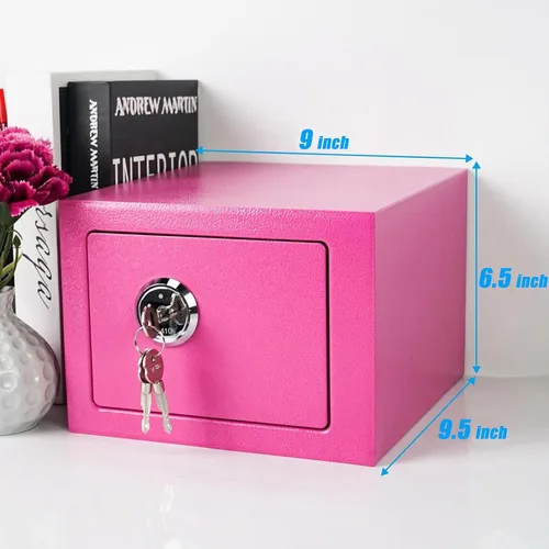 Miniatura 4 de Luwint Caja de seguridad pequeña de acero con cerradura de llave, 0.3 pies cúbicos de seguridad para el hogar para montaje en pared, caja de bloqueo