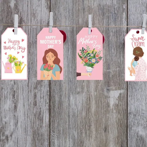 Miniatura 6 de Doumeny Etiquetas de regalo de papel para el Día de la Madre, 120 etiquetas colgantes para el día de la madre, etiquetas colgantes con texto