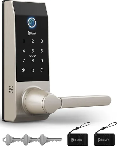 Miniatura 9 de Cerradura inteligente para timbre de puerta con huella dactilar para propietarios de viviendas o padres, cerradura de puerta con cámara y manija