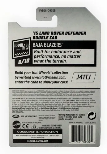 Miniatura 2 de Hot Wheels '15 Land Rover Defender Double Cab, [gris] 14/250 Baja Blazers 6/10