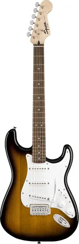 Miniatura 4 de Paquete de guitarra Squier by Fender Stratocaster para principiantes, diapasón de laurel, color marrón Sunburst, con bolsa Gig Bag, amplificador
