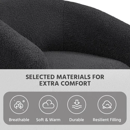 Miniatura 7 de Yaheetech - Juego de 2 sillas decorativas, sillas peludas para sala de estar, sillones de tela sherpa con acolchado suave y acogedor, sillones