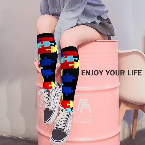 Miniatura 3 de 6 pares de calcetines de compresión para mujeres y hombres, circulación 20-30 mmHg, es el mejor soporte para correr, enfermería, deportes atléticos