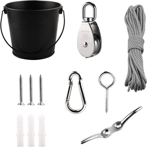 Miniatura 12 de FUQUN Accesorios para Casa del Árbol y Casa de Juegos para Niños, Polea de Cubo Resistente con Cable, Juguetes de Escalada al Aire Libre para Niños