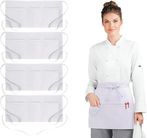 Miniatura 15 de Avalon Kitchen Server Aprons with 3 Pockets – 100% Polyester Waist Apron, 24x12 Inch Half Apron, Waitress Apron for Servers
