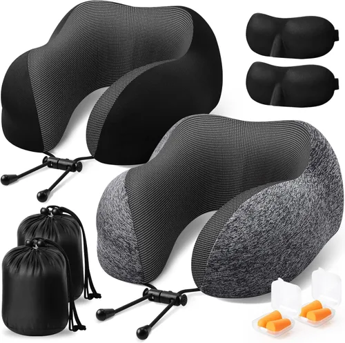 Miniatura 9 de ExploreBliss Almohada de Viaje, Almohadas de Viaje para Dormir en Avión, Almohada para el Cuello con Funda Extraíble y Cierre Ajustable, Juego